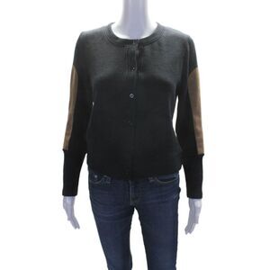 Drew Womens Open Front Button Knit Colorblock Cardigan Navy Blue Size S